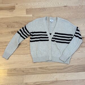 Evereve Gray and Black Striped Cardigan